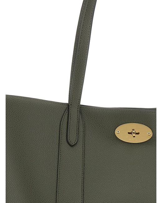 Mulberry Green Bayswater Tote Bag With Front Turn-Lock Closure
