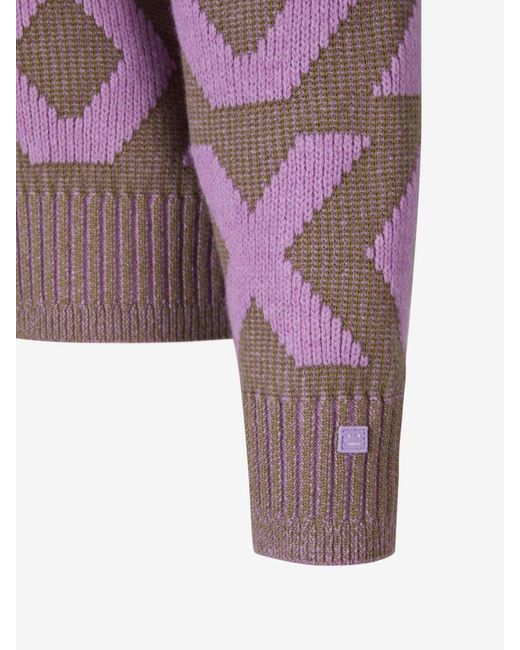 Acne Purple Knitted Graphic Sweater for men