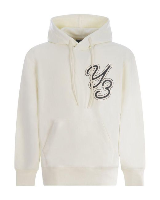 Y-3 White Hooded Sweatshirt for men