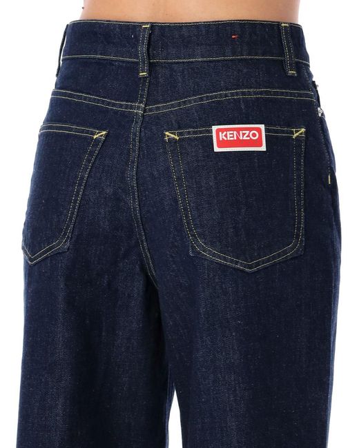 KENZO Blue Sumire Cropped Jeans