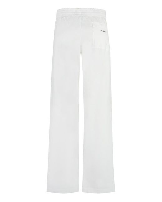 Acne White Cotton Trousers for men