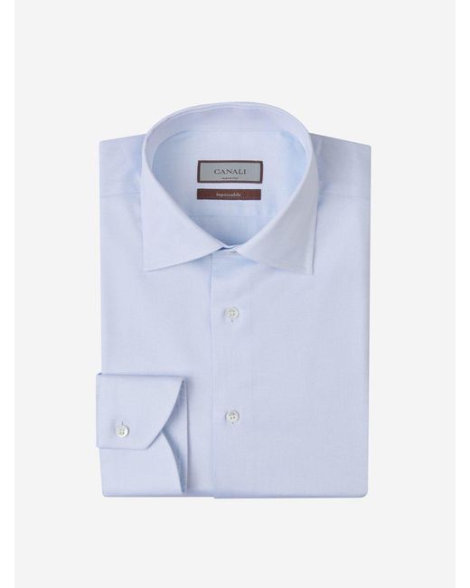 Canali Blue Cotton Textured Shirt for men