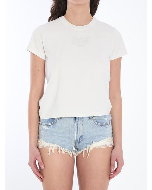Alexander Wang White Cropped T-Shirt With Logo