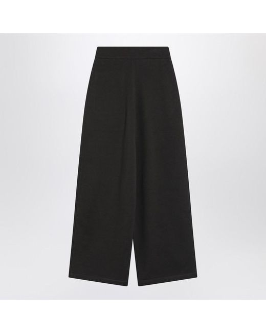 Lemaire Black Wide Wool-Blend Trousers