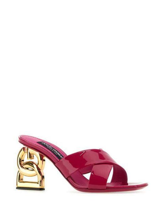 Dolce & Gabbana Red Leather Crossover Strap Mules