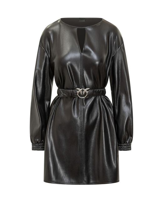 knee length dresses for ladies Black Faux Leather Short Dress main image 1