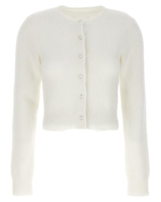 Maison Margiela White Pearl Buttons Cardigan Sweater, Cardigans