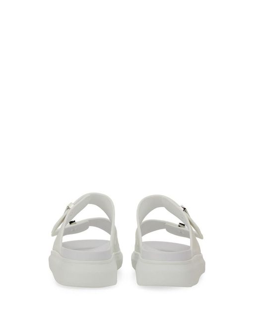Alexander McQueen White Hybrid Double Buckle Sandal for men