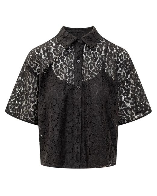 Michael Kors Black Lace Crop Down Shirt