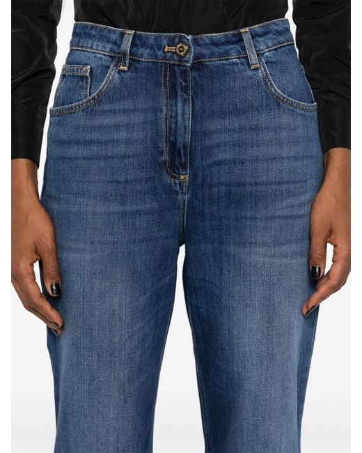 Elisabetta Franchi Blue Cropped Boyfriend Jeans