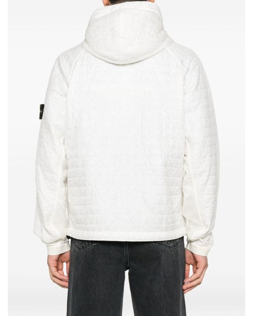 Stone Island White Hooded Blouson Jacket for men