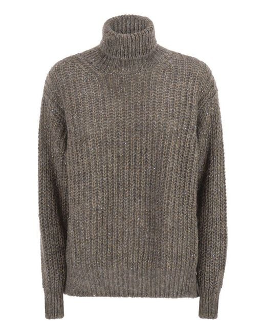 Herno Gray Wool And Alpaca Turtleneck Jumper