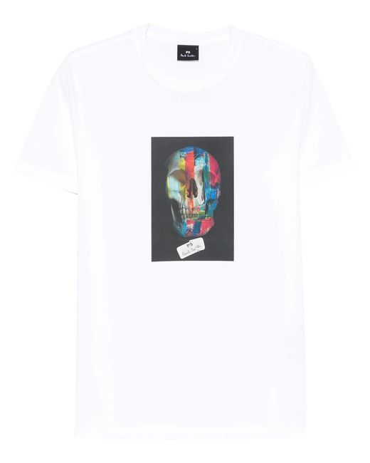 Paul Smith White Skull-Print T-Shirt for men