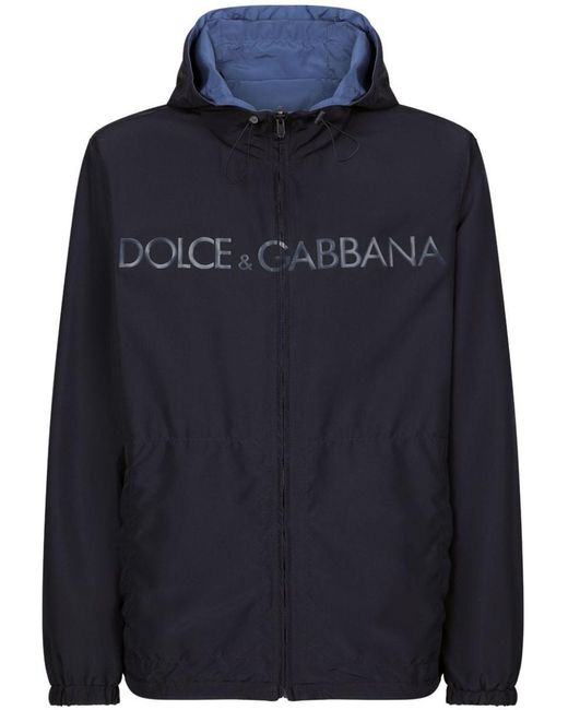 Dolce & Gabbana Blue Reversible Parka With Print for men