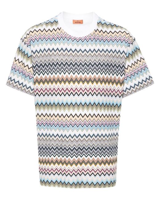Missoni Gray Zigzag Pattern Cotton T-Shirt for men