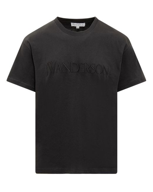J.W. Anderson Black T-shirt With Embroidered Logo for men