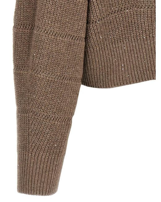 Brunello Cucinelli Brown 'Rustic Dazzling Net' Cardigan