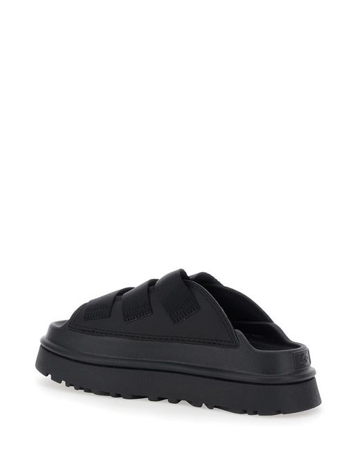 Ugg 'golden Glow' Black Sandals With Round Open Toe In Tech Fabric Woman