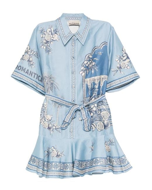 ALÉMAIS Blue Villa Romantica Mini Dress