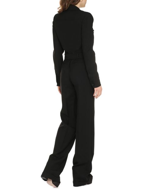 Saint Laurent Black Long Wool Jumpsuit