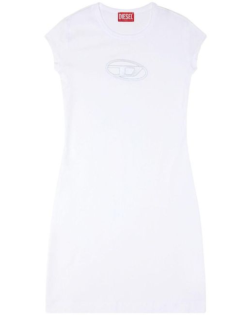 DIESEL White D-Angiel Cotton-Blend Mini Dress