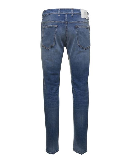 PT Torino Blue Medium Waist Slim Jeans for men