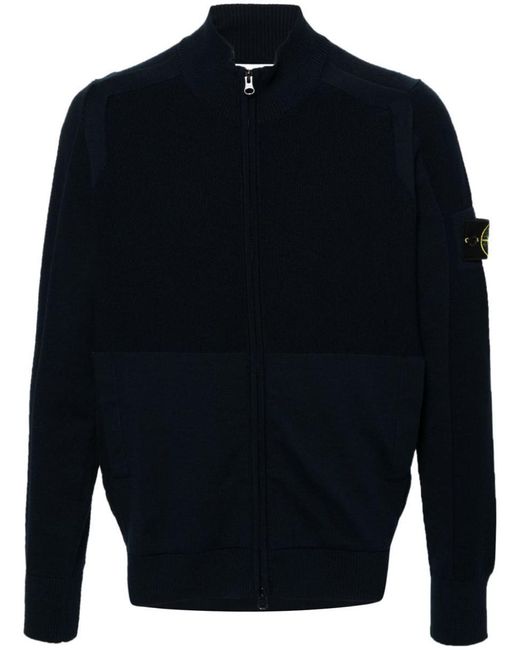 Stone Island Blue Compasse-badge Knitted Cardigan for men