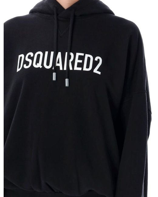 DSquared² Black Logo Cotton Sweat Maxi Dress