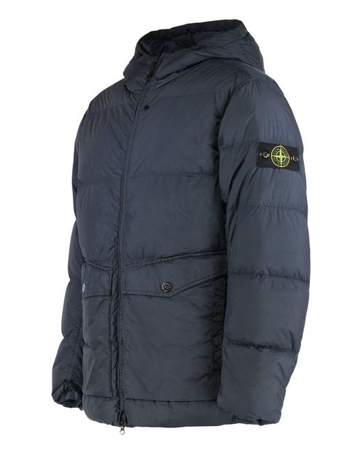 Stone Island Blue Hooded Jacket