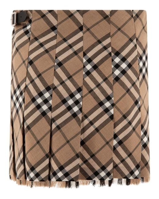 Burberry Brown Check Wool Blend Mini Kilt