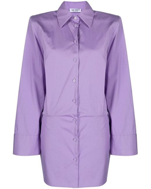 The Attico Purple Margot Cotton Shirt Dress