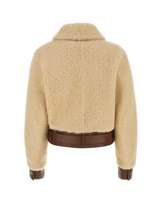 Chloé Brown Shearling Leather Bomber Jacket