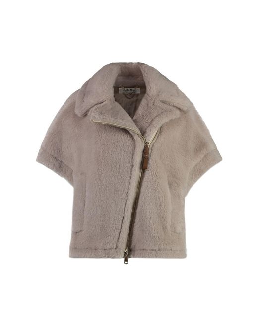 Max Mara Gray Newmanto Vegan Fur Jacket