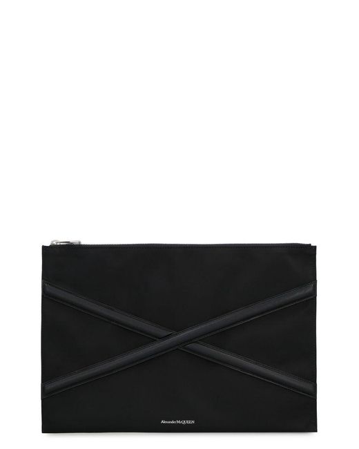 Alexander McQueen Black Harness Nylon Pouch-bag With Logo for men