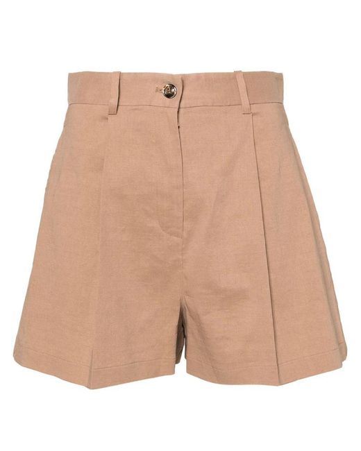 Pinko Natural Tailored Linen-blend Shorts
