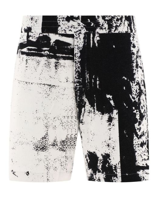 Alexander McQueen Black "mcqueen Graffiti" Shorts for men