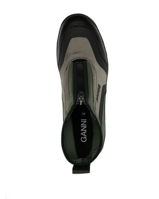 Ganni Green Logo-patch High-top Sneakers