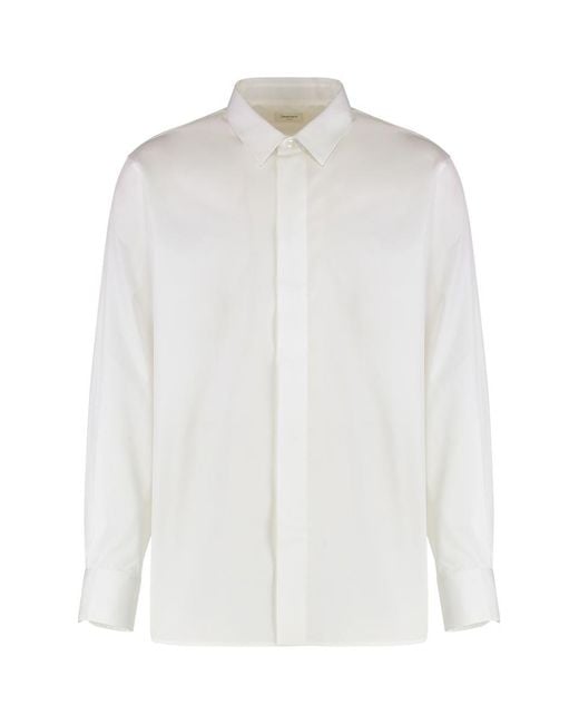 Saint Laurent White Cassandre Cotton Poplin Shirt for men