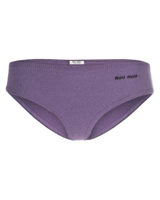 Miu Miu Purple Knitted Mini Shorts