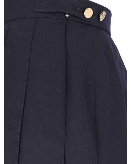 Thom Browne Blue Rwb Pleatet Wool Skirt