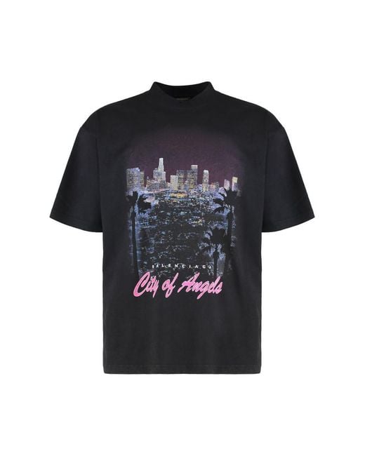 Balenciaga Black Round Neck Cotton T-Shirt for men