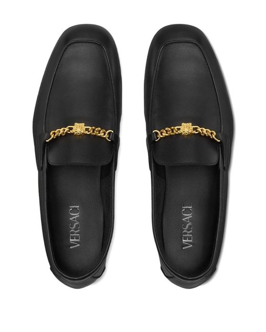 Versace Black 'Medusa' Leather Loafers for men