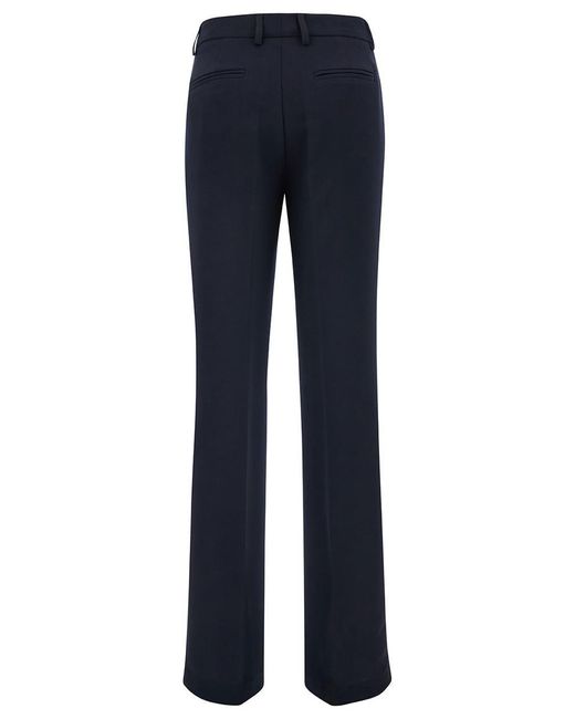 Plain Blue Straight Pants With Concealed Closure In Candy Woman