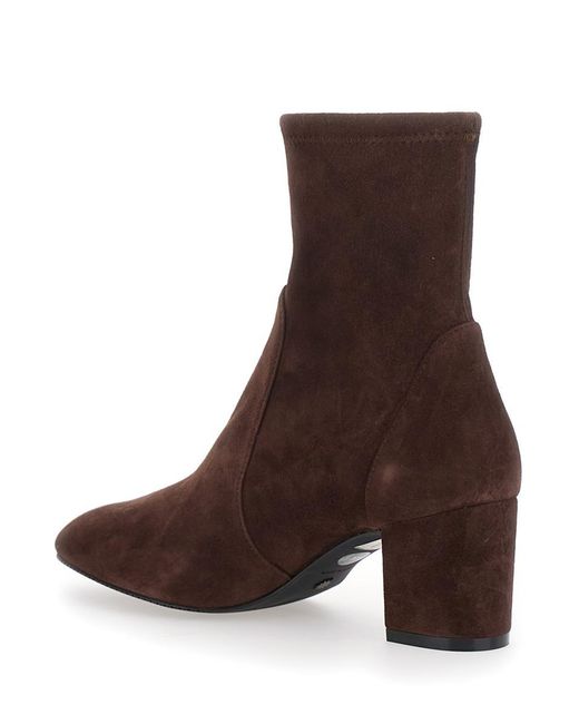 Stuart Weitzman Brown 'Yuliana' Ankle Boots With Medium Block Heel