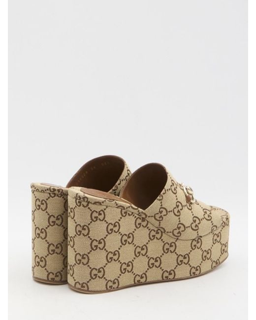 Gucci Natural Gg Wedge Sandals