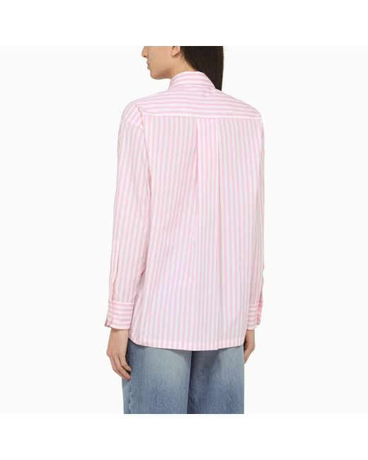 KENZO Pink Striped Cotton Shirt With Logo