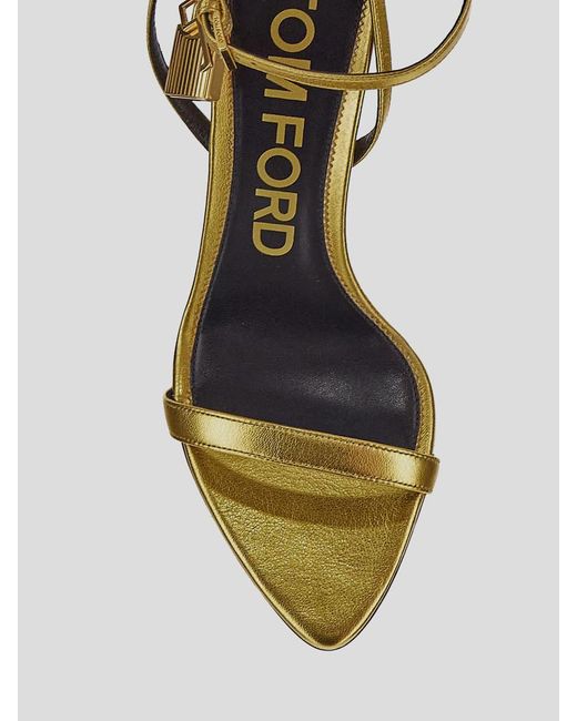 Tom Ford Metallic Gold Padlock Sandals