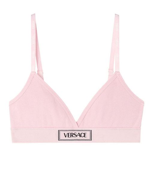 Versace Pink Bra With Logo Embroidery