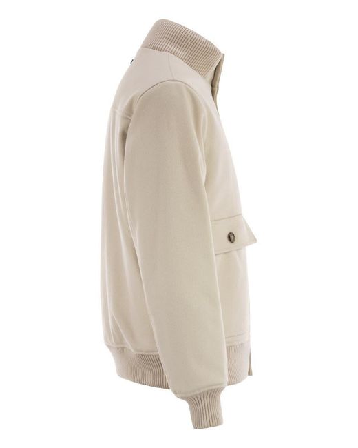 Peserico Natural Wool And Cashmere Bomber Jacket for men