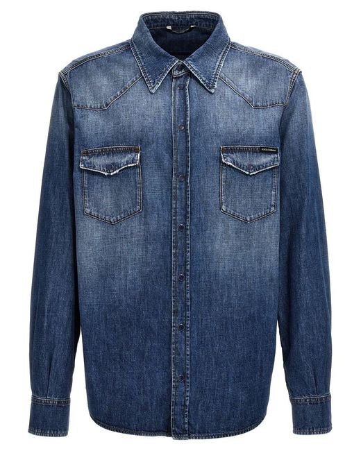 Dolce & Gabbana Blue Denim Shirt Shirt, Blouse for men